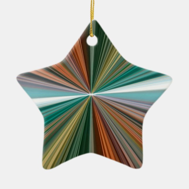 Colourful lines pattern ceramic tree decoration (Front)