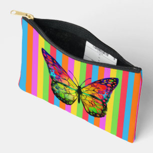 Colourful Lines Rainbow Butterfly Accessory Pouch