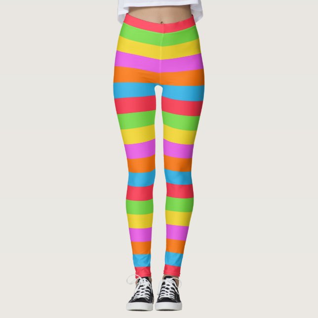 Colourful Lines Rainbow Patel Colour Leggings (Front)