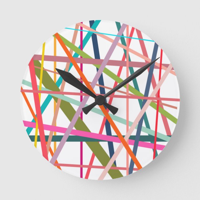 Colourful Lines  Round Clock (Front)