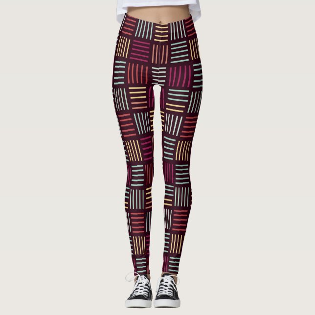 Colourful Lines Squared  Leggings (Front)
