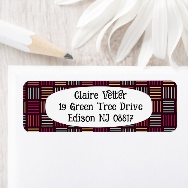 Colourful Lines Squared  Return Address Label (Insitu)