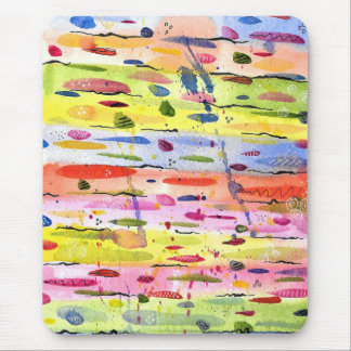 Colourful Lines Watercolor Abstract Mouse Pad