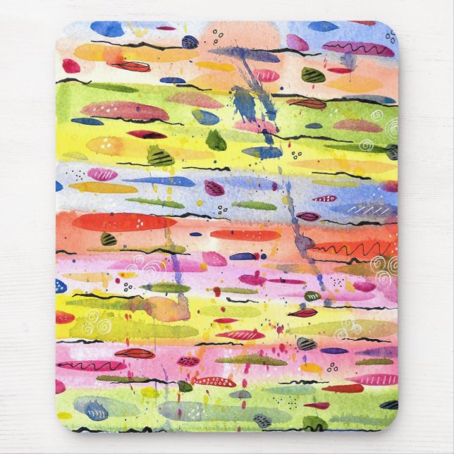 Colourful Lines Watercolor Abstract Mouse Pad (Front)