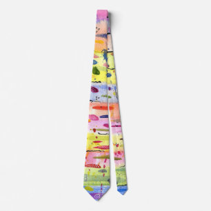Colourful Lines Watercolor Abstract Tie