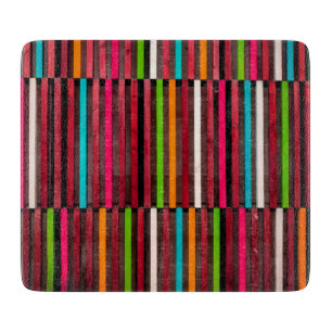 Colourful Lines Wood Blue Orange Pattern Fun Cutting Board