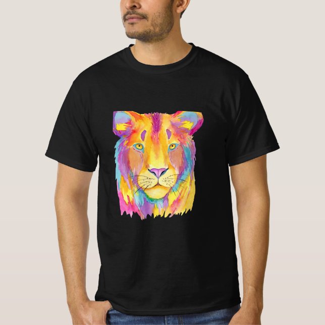 colourful lion art lion lionn design T-Shirt (Front)