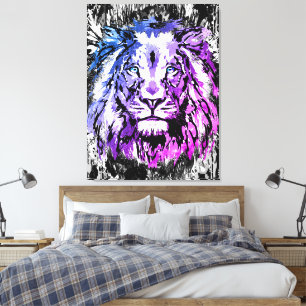 Colourful Lion Canvas Print Big Lion Art Print