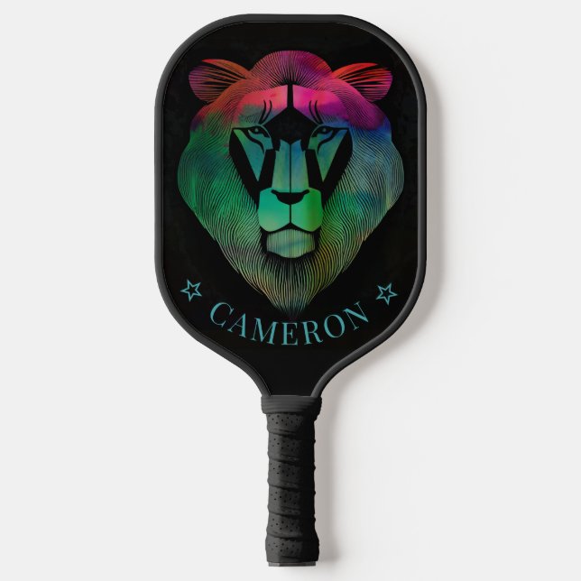 Colourful Lion Cool Chic Modern Graphic Custom Nam Pickleball Paddle (Front)