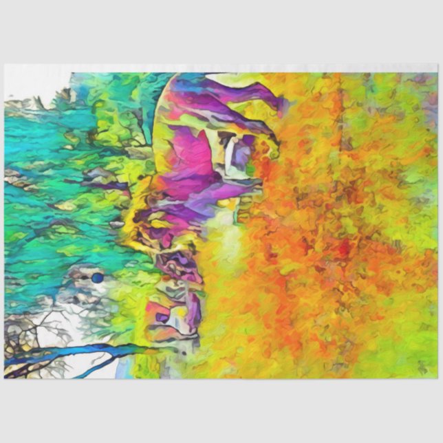 Colourful Lion Decoupage Print Rainbow Tissue Paper (Front)