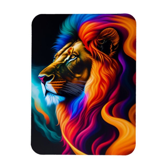 Colourful Lion Face Art Magnet (Vertical)