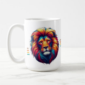 Colourful Lion Face – Vibrant Artistic Coffee Mug
