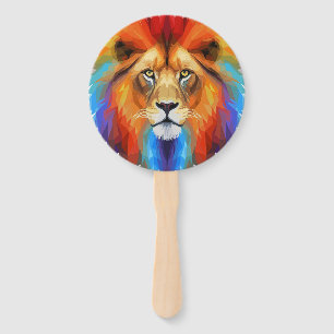 Colourful lion hand fan