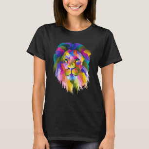 Colourful Lion Head Cute Pop Geometric Polygonal L T-Shirt