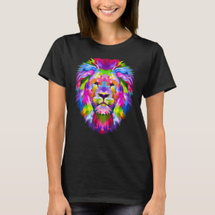 Colourful Lion Head Cute Pop Geometric Polygonal L T-Shirt