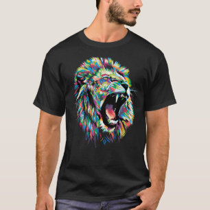 Colourful Lion Head Cute Pop Geometric Polygonal L T-Shirt
