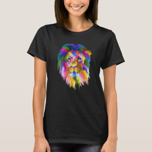 Colourful Lion Head Cute Pop Geometric Polygonal L T-Shirt