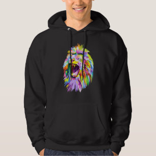 Colourful Lion Head Pop Art For Lions Hoodie