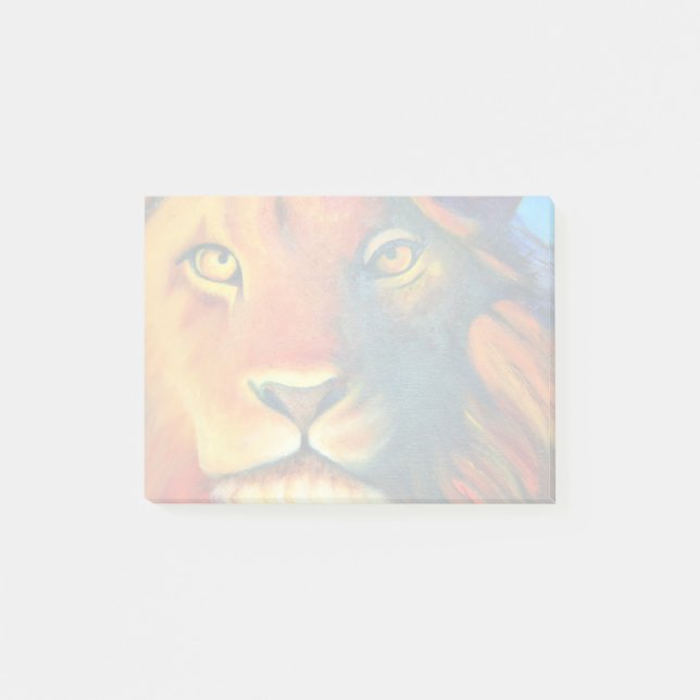 Colourful Lion Head Portrait Oil Painting Post-it Notes (Front)