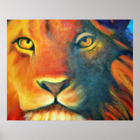 Colourful Lion Head Portrait Oil Painting