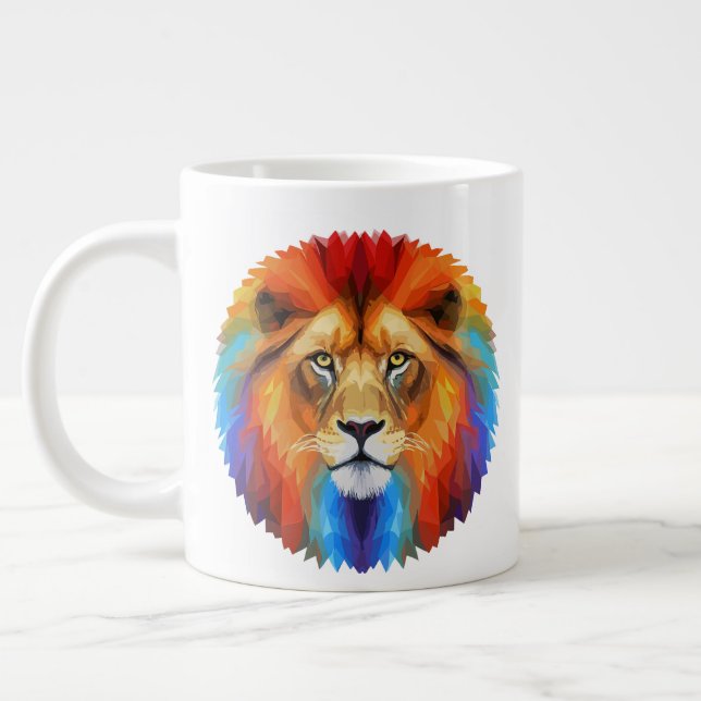 Colourful Lion Large Coffee Mug (Left)