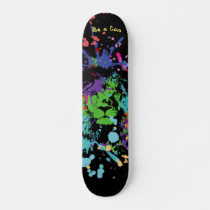 Colourful Lion Paint Artistic Splash Skateboard
