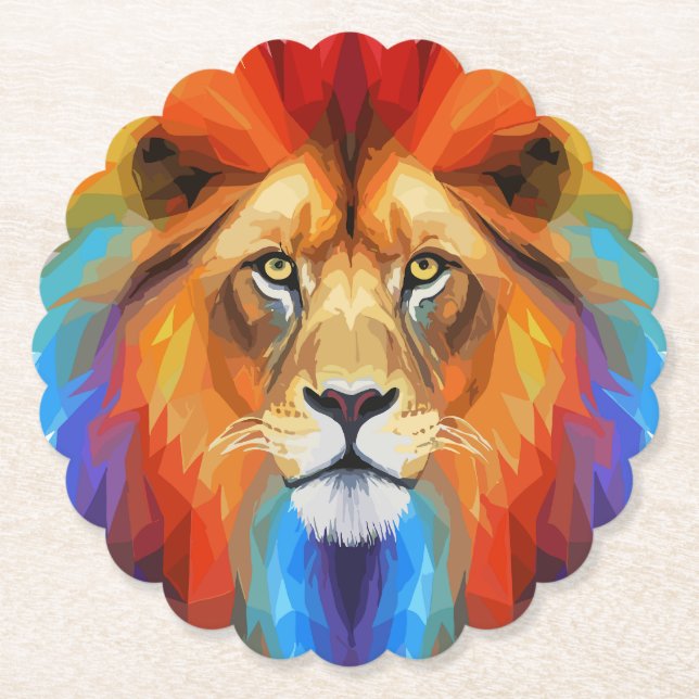 Colourful lion paper coaster (Front)