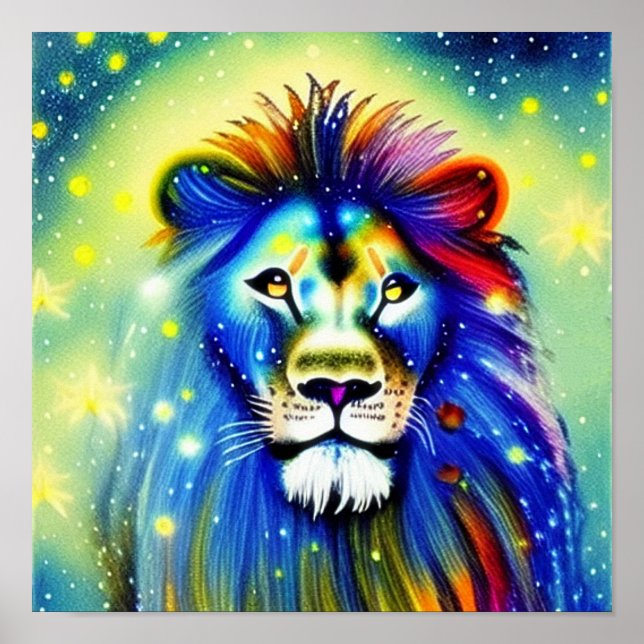 Colourful lion   poster (Front)