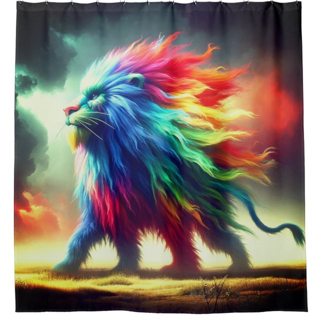 Colourful Lion Shower Curtain (Front)
