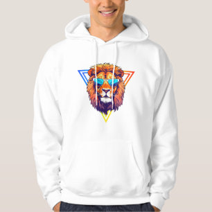 Colourful Lion with Sunglasses Hoodie, Fun & Styli Hoodie