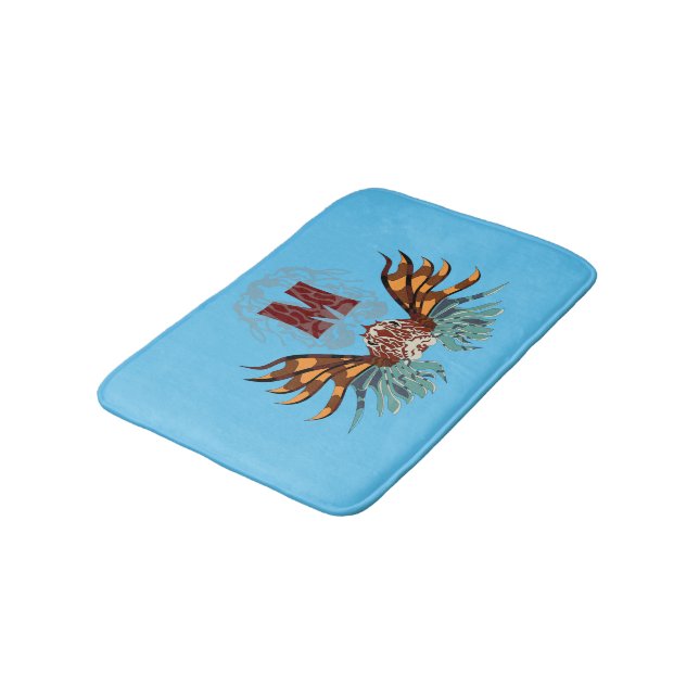 Colourful Lionfish Monogram Bath Mat (Angled)
