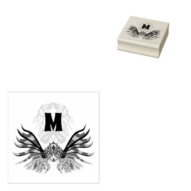Colourful Lionfish Monogram Rubber Stamp (Stamped)