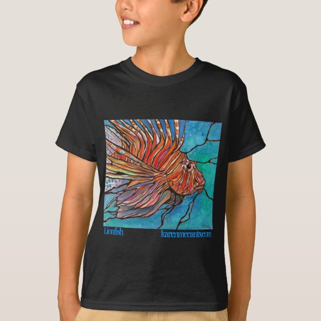 Colourful Lionfish "Stained Glass" Style Art! T-Shirt (Front)
