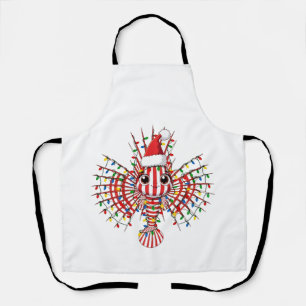 Colourful Lionfish Wearing a Santa Hat  Apron