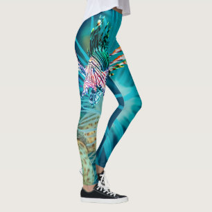 Colourful lionfish with a sea anemone background leggings