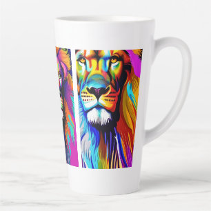 Colourful Lions Digital Art Latte Mug