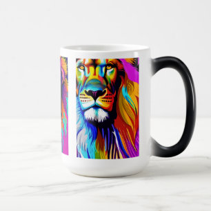 Colourful Lions Digital Art Magic Mug