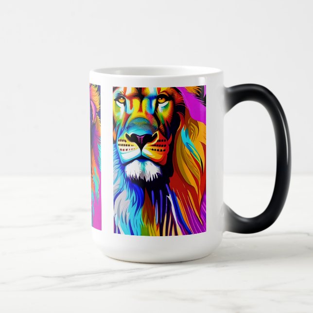 Colourful Lions Digital Art Magic Mug (Right)