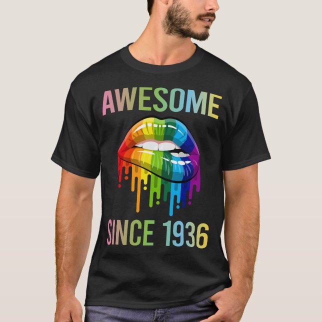 Colourful Lips - Awesome Since 1936 T-Shirt (Front)