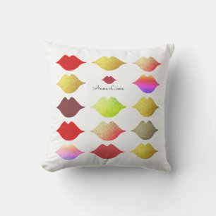 colourful lips / colour mouths elegant & feminine cushion