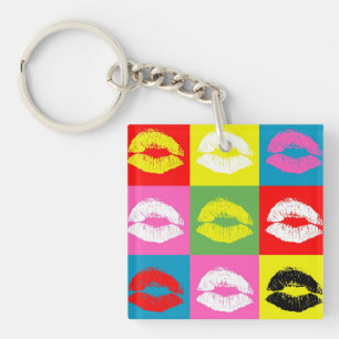 Colourful lips key ring