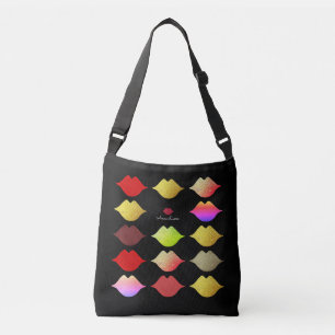 Colourful Lips . makeup artist beauty style black Crossbody Bag