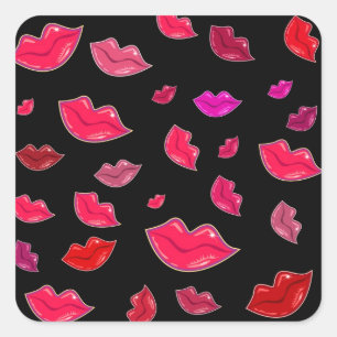 Colourful lips square sticker