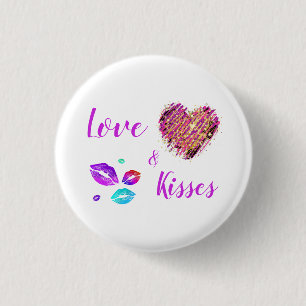 Colourful Lips With Love & Kisses 3 Cm Round Badge