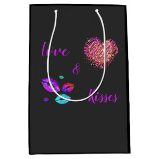 Colourful Lips With Love & Kisses Medium Gift Bag