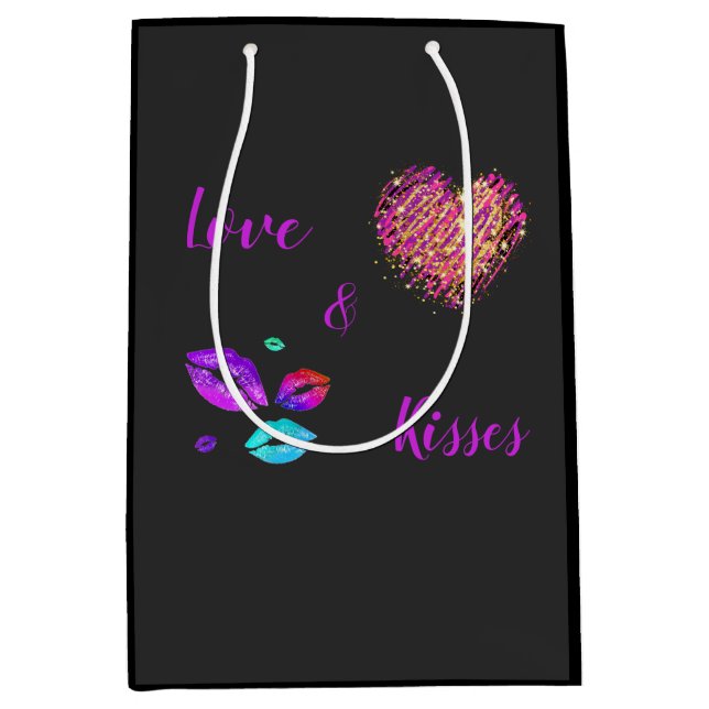 Colourful Lips With Love & Kisses Medium Gift Bag (Front)