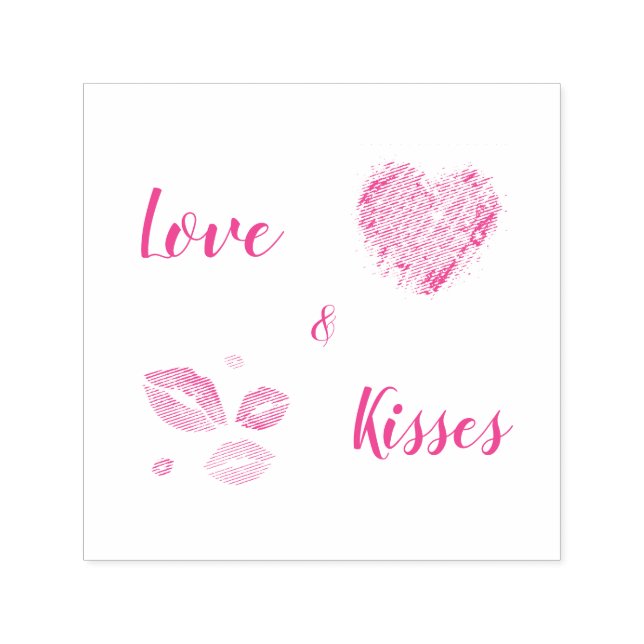 Colourful Lips With Love & Kisses Self-inking Stamp (Design)