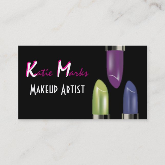 Colourful Lipsticks Makeup Artist Business Card (Front)