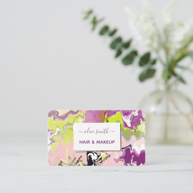 Colourful Liquid Acrylic Abstract Art Business Car Business Card (Standing Front)