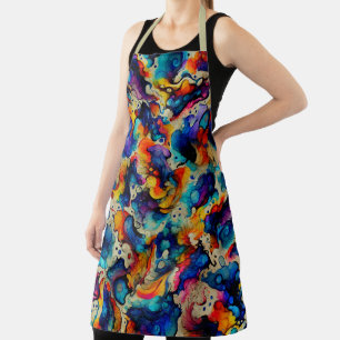 Colourful Liquid Ink Abstraction Apron